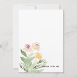 Cartão De Notas Aquarela Moderna Verde Floral Personalizada