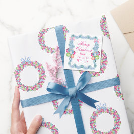 Cartão De Notas Aquarela Natal Colorida Tinsel Baubles