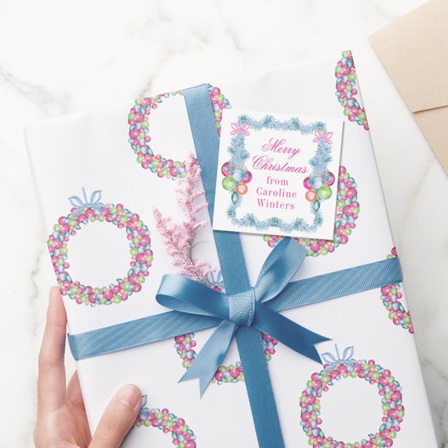 Cartão De Notas Aquarela Natal Colorida Tinsel Baubles (Criador carregado)