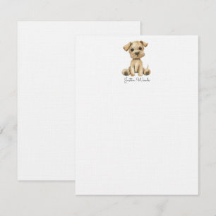 Cartão De Notas Aquarela Pequeno Cachorro De Cachorro Personalizad