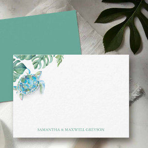 Cartão De Notas Aquarela Personalizada De Tartaruga Do Mar