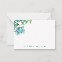 Cartão De Notas Aquarela Personalizada De Tartaruga Do Mar