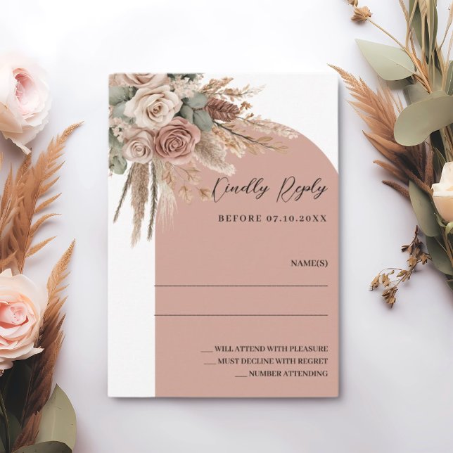 Cartão De Notas Arch resposta ao casamento RSVP beige taupe (Criador carregado)