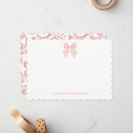 Cartão De Notas Arco de Aquarela Rosa Elegante Personalizado