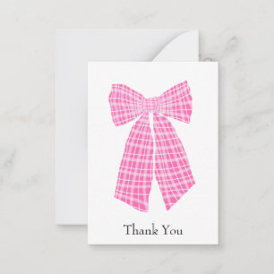 Cartão De Notas Arco de coquete de Gingham rosa personalizável Obr