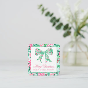 Cartão De Notas Arco de Natal Rosa e Verde Elegante para Presente