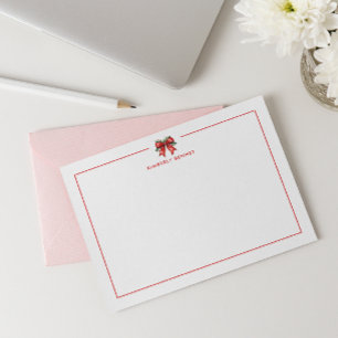 CARTÃO DE NOTAS ARCO DE NATAL VERMELHO COQUETTE MISTLETOE PERSONAL