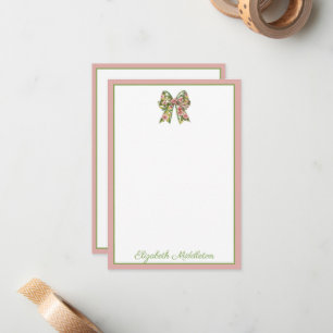 Cartão De Notas Arco Floral Rosa e Verde Personalizado