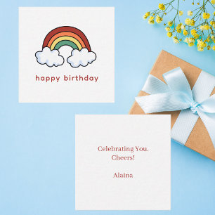 Cartão De Notas Arco-íris Colorido Moderno Simples Feliz Aniversár
