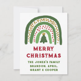 Cartão De Notas Arco-íris de Natal brilho vermelho dourado verde