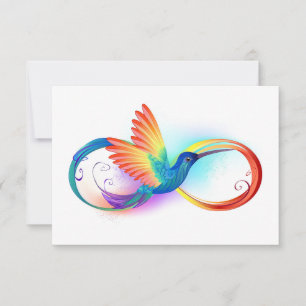 Cartão De Notas Arco-íris Hummingbird com símbolo Infinito