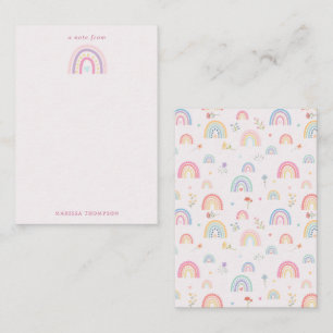 Cartão De Notas Arco-íris Pastéis Meninas Flores Silvestres & Cora