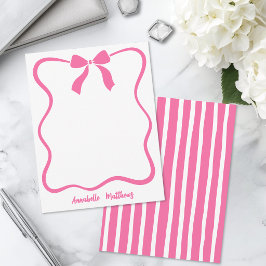 Cartão De Notas Arco Personalizado Cor-de-Rosa Retro