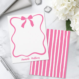 Cartão De Notas Arco Personalizado Cor-de-Rosa Retro