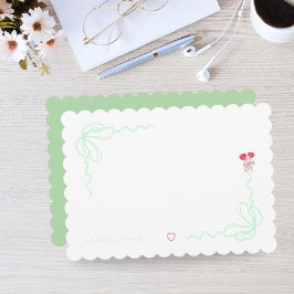 Cartão De Notas Arco Personalizado de Aquarela Verde Elegante