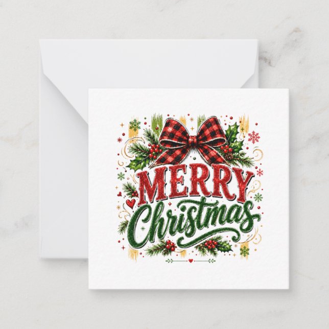 Cartão De Notas Arco Xadrez Natal Feliz (Frente)