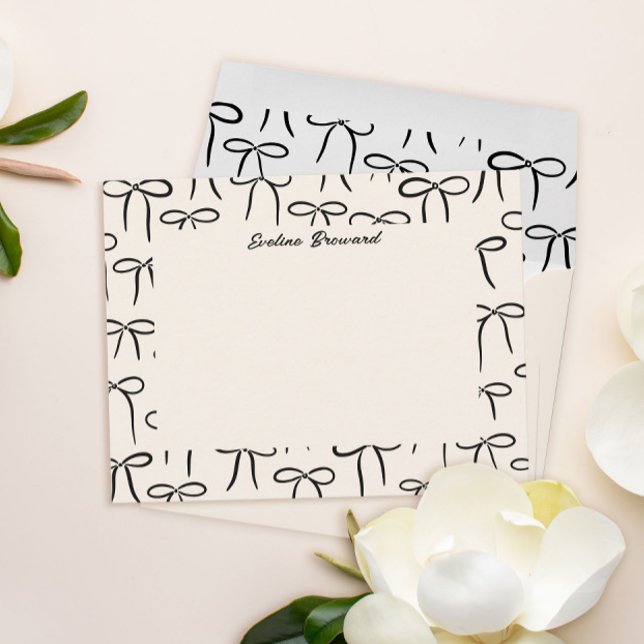 Cartão De Notas Arcos Pretos e Simples Papel de Carta Pessoal (Criador carregado)