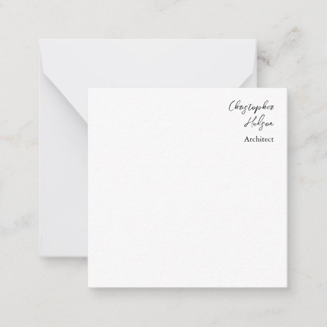 Cartão De Notas Arquiteto branco preto profissional espesso (Frente)