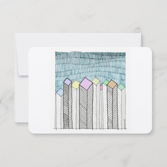 Cartão De Notas Arranha-céus esquemáticos (Frente)