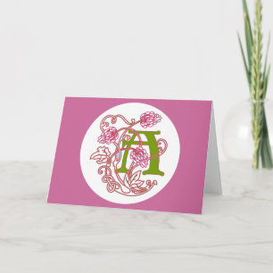 Cartão De Notas Art Nouveau Monograma floral A