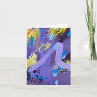 Cartão De Notas Arte Abstrata Roxa e Amarela Espelhante