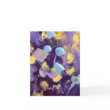 Arte abstrata vibrante em roxo, azul e amarelo