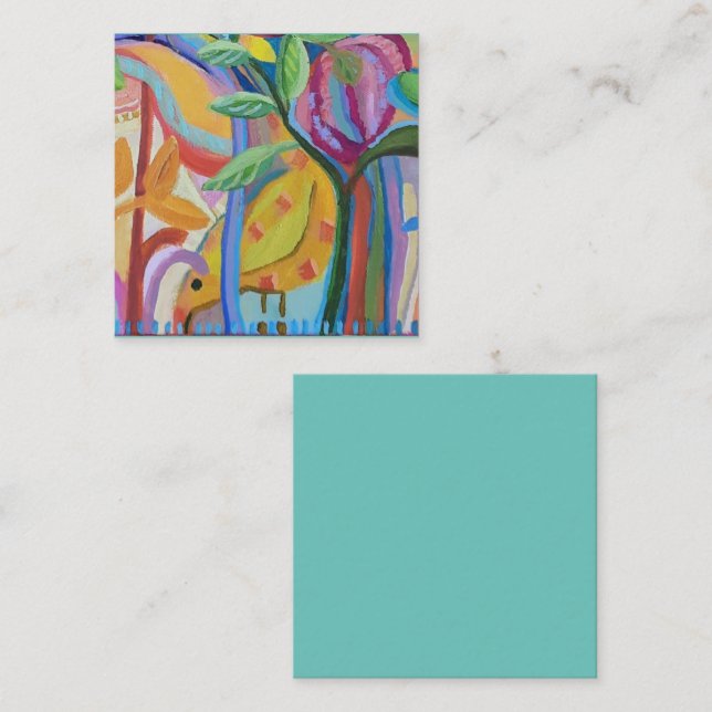 Cartão De Notas Arte amarela feliz (Frente/Verso)