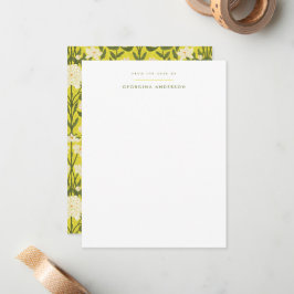 Cartão De Notas Arte Amarela Nouveau Papel de Carta Pessoal Floral