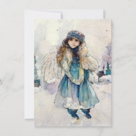 Cartão De Notas Arte Anjo de Aquarela de Inverno
