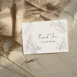 Cartão De Notas Arte Botânica Minimalista Obrigado