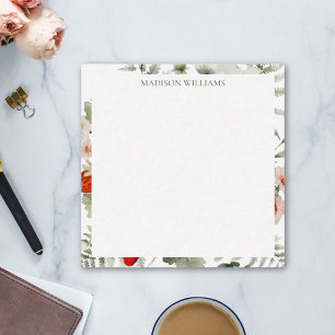 Cartão De Notas Arte Cottagecore de Flores e Folhas de Morango Ver