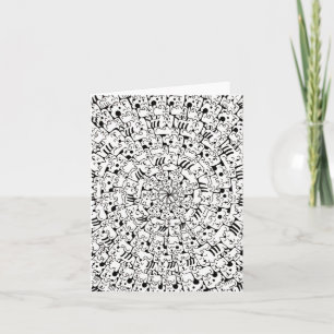 Cartão De Notas Arte de Mandala de Desenho Animado com Muitos Gato