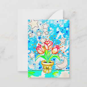 Cartão De Notas Arte de Tulipas