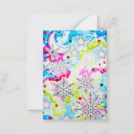 Cartão De Notas Arte de Yule Floco de Neve