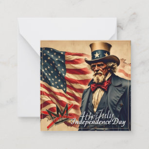 Cartão De Notas Arte do Dia da Independência do Tio Sam Sem Reis