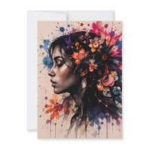 Arte Feminina Floral Colorida em Aquarela