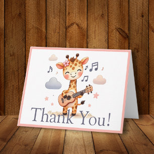 Cartão De Notas Arte Musical de Menina Girafa Chic Pastel Fofa Obr