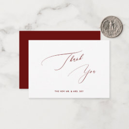 Cartão De Notas ArtsApp Burgundy Luxe Caligrafia Obrigado