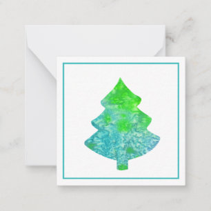 Cartão De Notas Árvore Abstrata em Seda Água & Verde