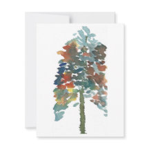 Árvore Colorida de Pinheiros com Aquarela