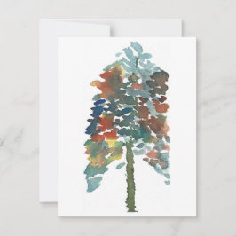 Cartão De Notas Árvore Colorida de Pinheiros com Aquarela