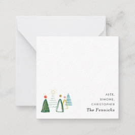 Cartão De Notas Árvore de Natal com Aquarela Moderna Quadrada de F