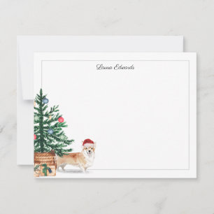 Cartão De Notas Árvore de Natal Corgi Férias