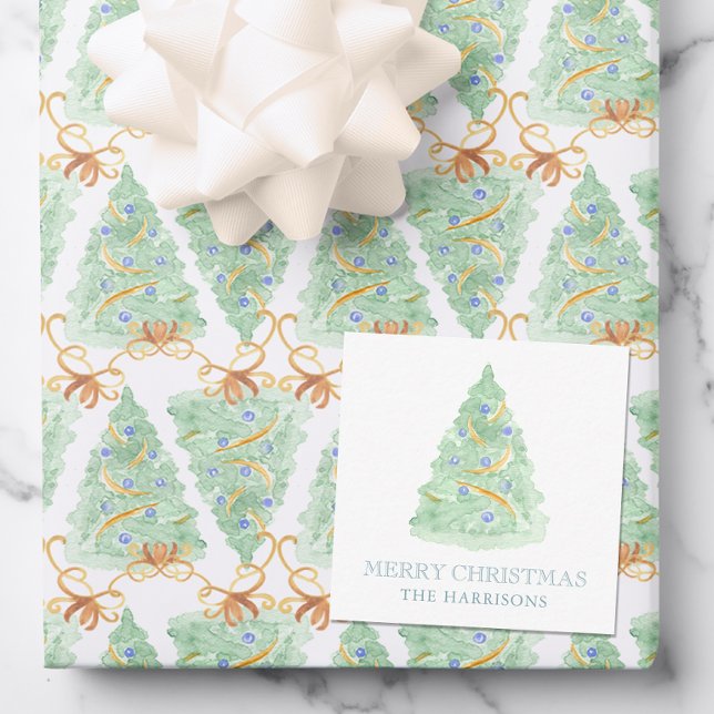 Cartão De Notas Árvore de Natal de Aquarela Avô (Criador carregado)