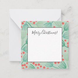 Cartão De Notas Árvore de Natal Desenhada à Mão Folhas de Pinheiro