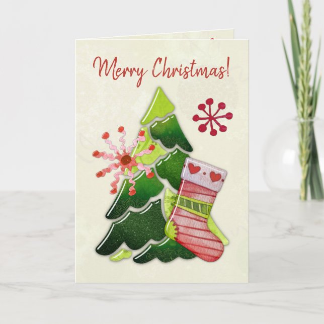 Cartão De Notas Árvore de Natal e Whimsey (Frente)