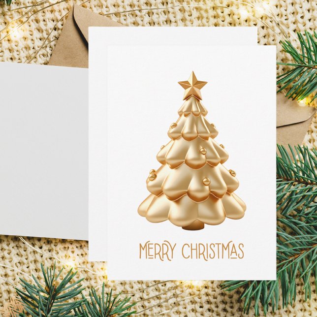 Cartão De Notas Árvore de Natal Elegante e Sofisticada em Dourado  (Criador carregado)