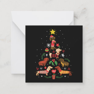 Cartão De Notas Árvore de Natal Engraçada do Dachshund