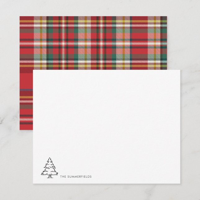 Cartão De Notas Árvore de Natal Moderna Nome da Família Elegante (Frente/Verso)