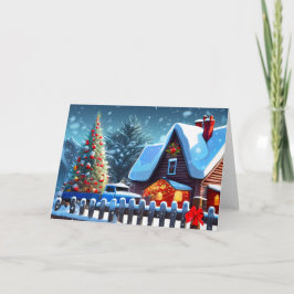 Cartão De Notas Árvore de Natal na neve